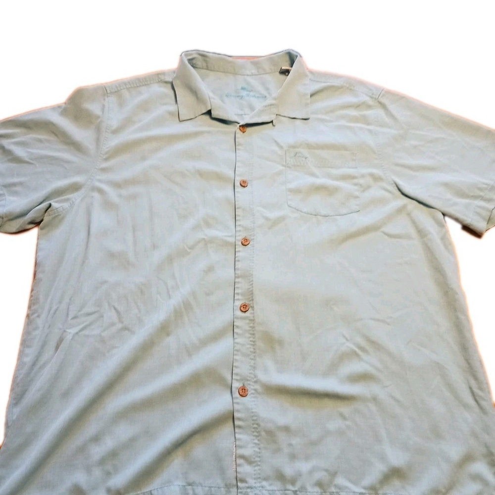 Tommy Bahama Mens XXL Light Blue Silk Blend Island Zone Shirt